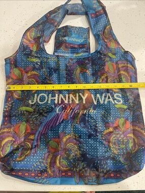 Johnny Was Multicolor Reusable Floral & Bird Blue Tote